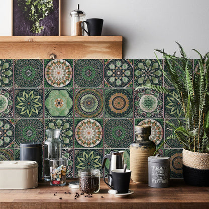 Mandaluxe – 24-Piece European Mandala Tile Set | Peel & Stick Decorative Vinyl Tiles