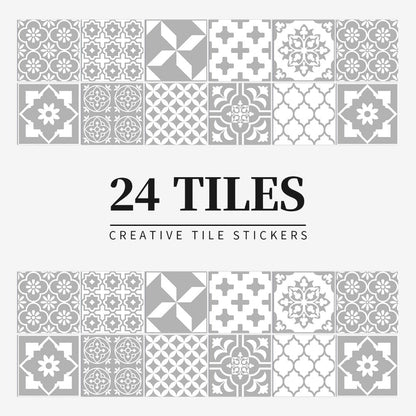 Mandaluxe – 24-Piece European Mandala Tile Set | Peel & Stick Decorative Vinyl Tiles
