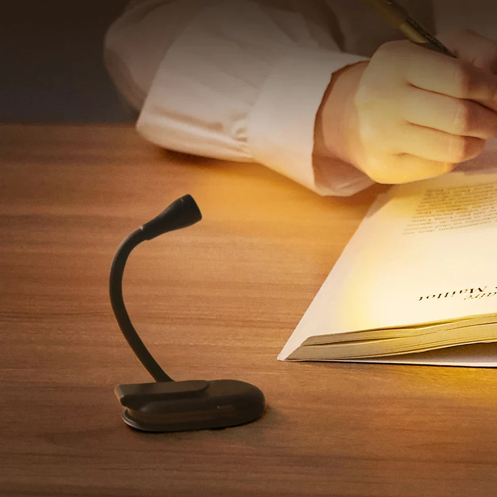 Mini Portable Clip-On Book Light – USB Rechargeable LED Reading Lamp with 360° Rotation