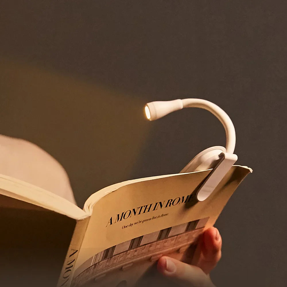 Mini Portable Clip-On Book Light – USB Rechargeable LED Reading Lamp with 360° Rotation