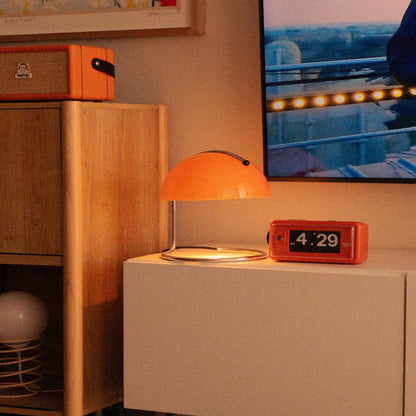 Mid-Century Modern Desk Lamp – Retro Orange Dome Design with USB Power
