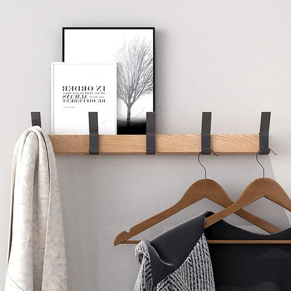 Wall-Mounted Coat Rack with Swivel Hooks – Scandinavian Wooden & Metal Design