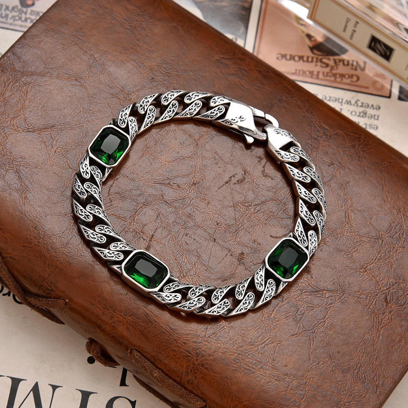 Totem Design Diamond Pattern Bracelet – Unisex Copper Chain with 9mm Width