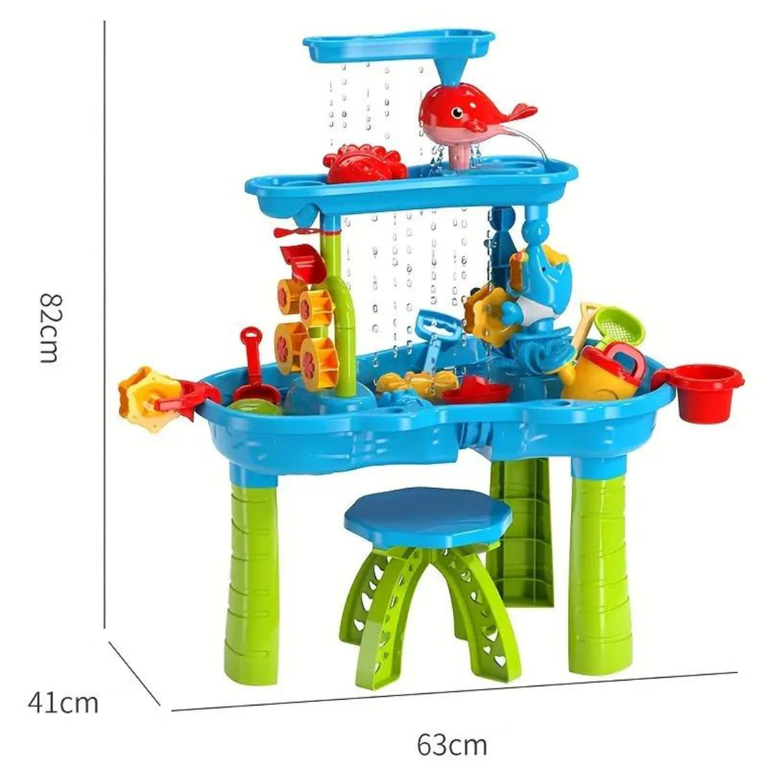 Sand & Water Play Table with 3 Levels – Complete Set with Accessories | Outdoor Fun for Kids 3+