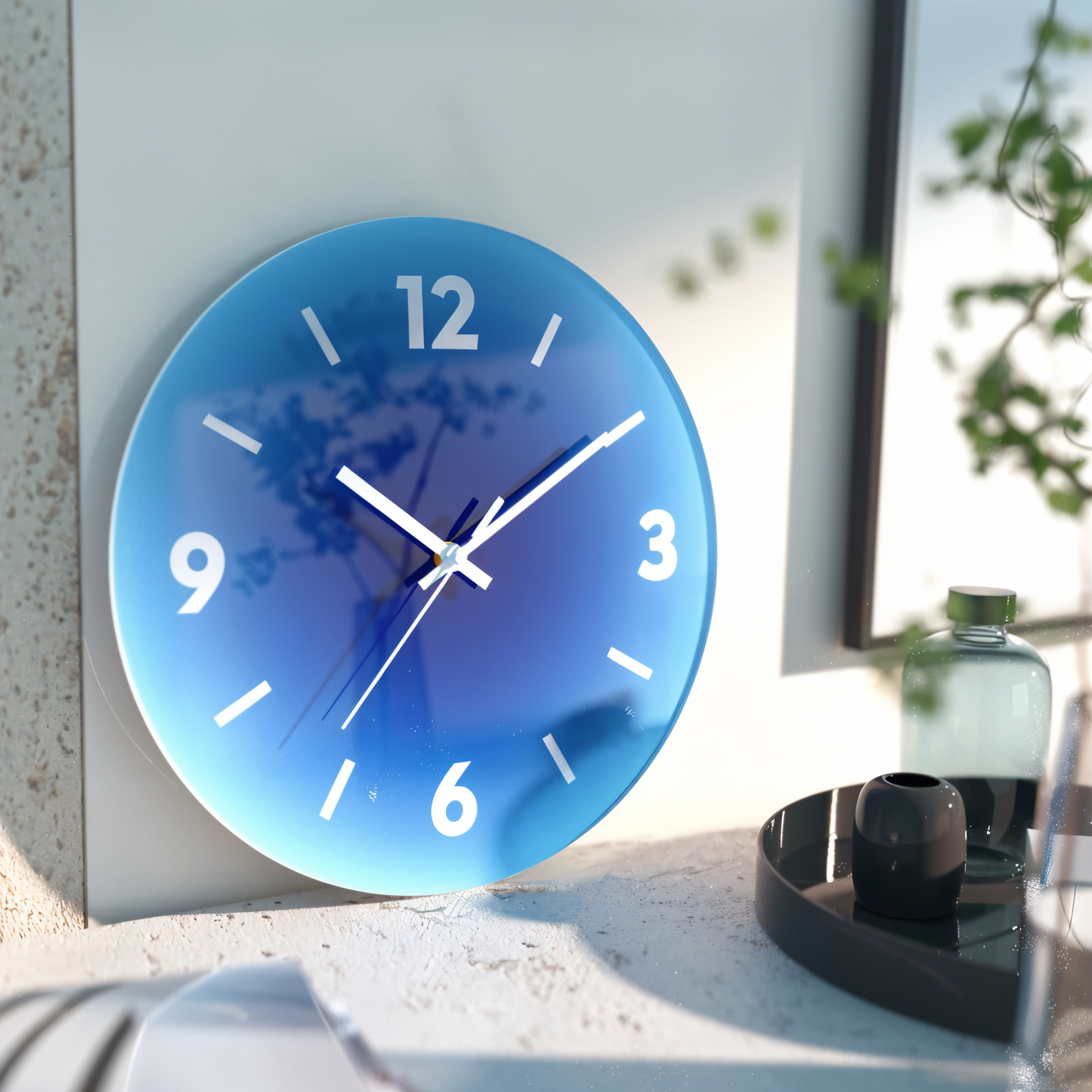 Sunset Glass Wall Clock – Vibrant Silent Non-Ticking Round Clock for Home Decor