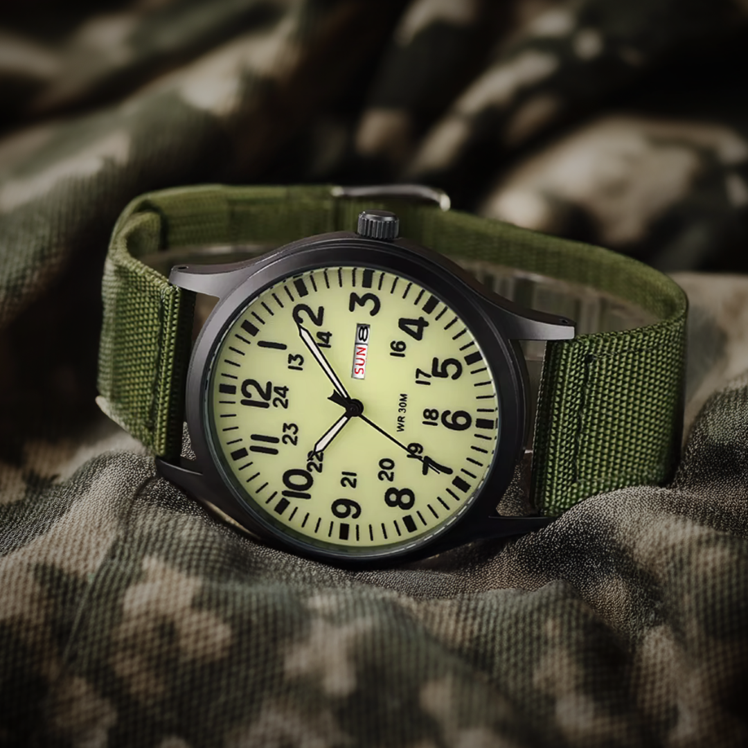 Men’s Rugged Outdoor Watch – Waterproof Military-Style Stainless Steel Timepiece