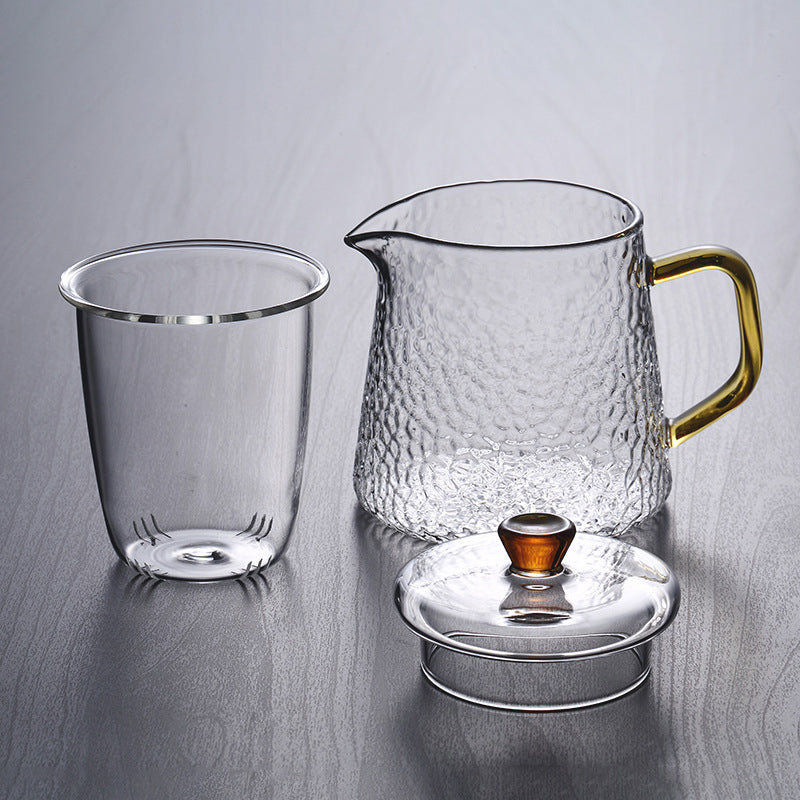 Pindefang Glass Teapot with Infuser | Handcrafted Heat-Resistant Teapot with Golden Handle