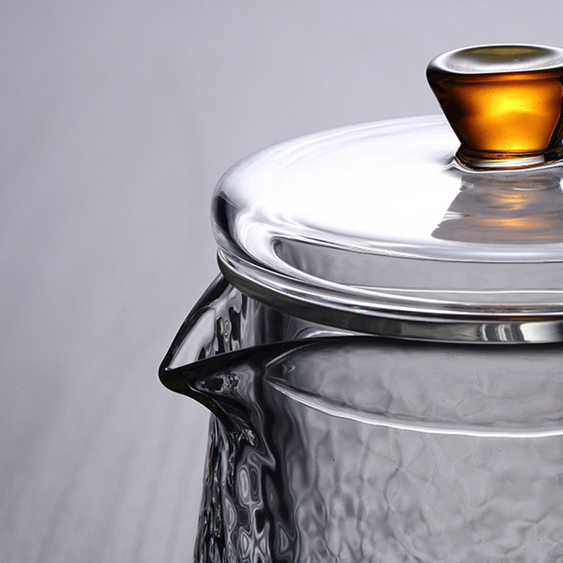 Pindefang Glass Teapot with Infuser | Handcrafted Heat-Resistant Teapot with Golden Handle