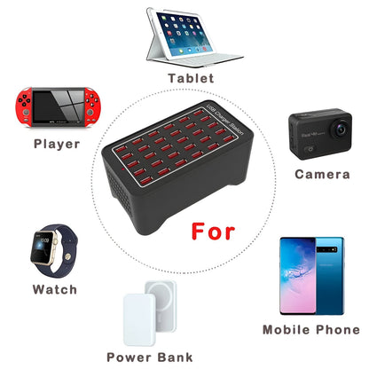 PowerPort Pro – Universal Multi-USB Charging Station with 30 Ports (150W Output)
