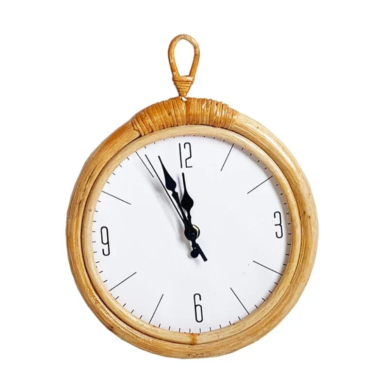 CraftedTime | Handwoven Rattan Wall Clock – Boho Chic Decorative Timepiece for Home, Living Room or Café