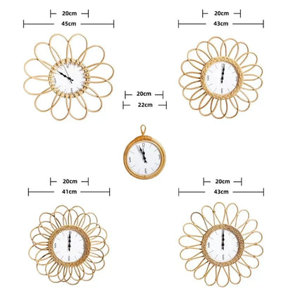 CraftedTime | Handwoven Rattan Wall Clock – Boho Chic Decorative Timepiece for Home, Living Room or Café