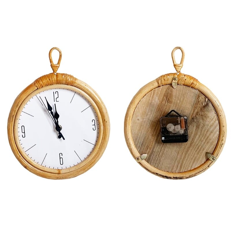 CraftedTime | Handwoven Rattan Wall Clock – Boho Chic Decorative Timepiece for Home, Living Room or Café