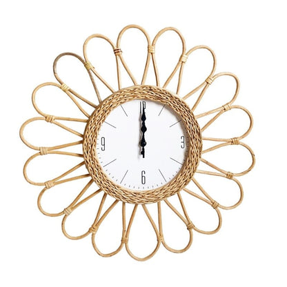 CraftedTime | Handwoven Rattan Wall Clock – Boho Chic Decorative Timepiece for Home, Living Room or Café