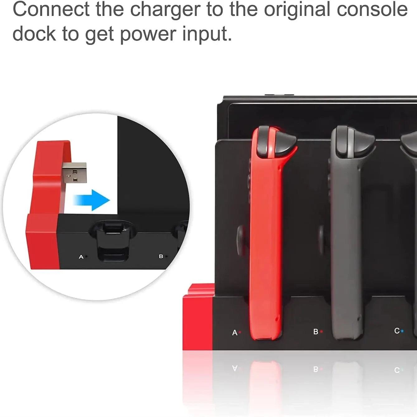 Joy-Con Charging Dock – Charges up to 4 Controllers | Compatible with Nintendo Switch & OLED Models