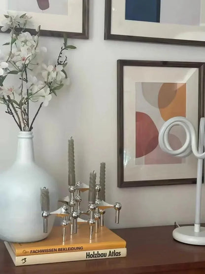 Modern Molecular Metal Candle Holder – Nordic-Style Silver Candle Stand for Elegant Home Decor