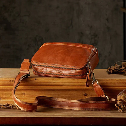 Milo Retro Genuine Leather Crossbody Sling Bag – Timeless Compact Shoulder Bag for Everyday Use