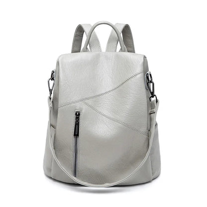 Morino Women’s Leather Backpack – Patchwork Anti-Theft Travel Bag | Genuine Cowhide 31x32x15cm