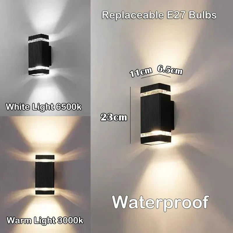 LumiBloc LED Outdoor Wall Light – Modern IP65 Up & Down Design with E27 Socket