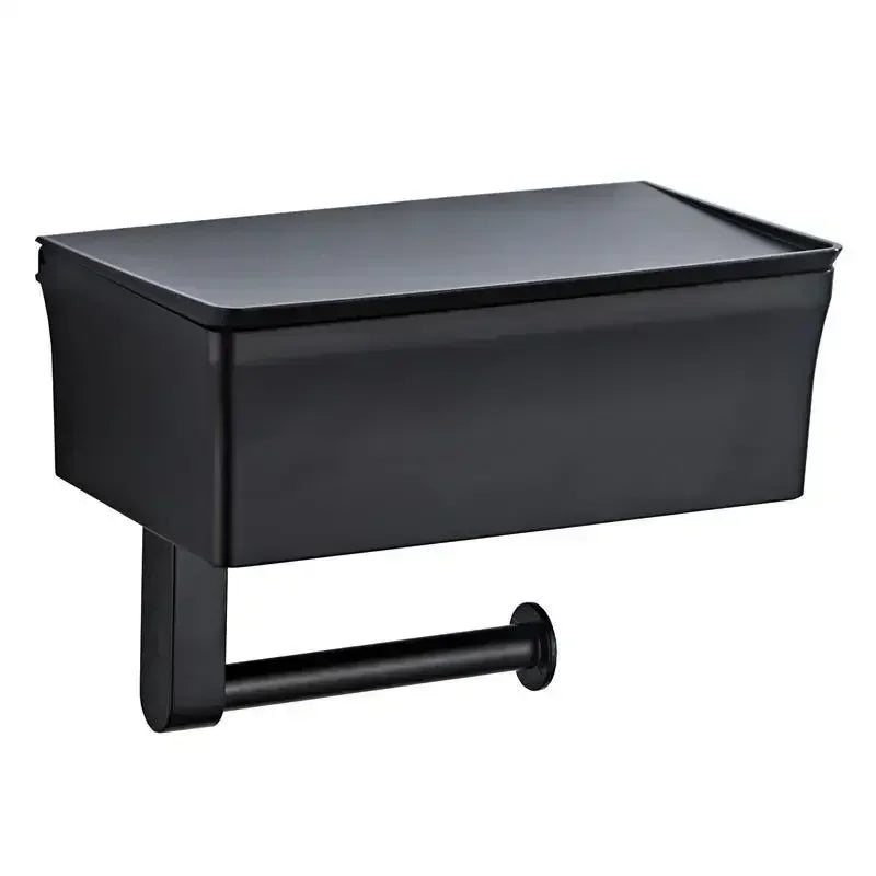 ElegantEssentials Toilet Roll Holder – Stylish Wall-Mounted Bathroom Storage with Shelf and Drawer