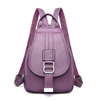 Marzen Anti-Theft Women’s Leather Backpack – Genuine Sheepskin Softback Bag with Secure Back Zipper
