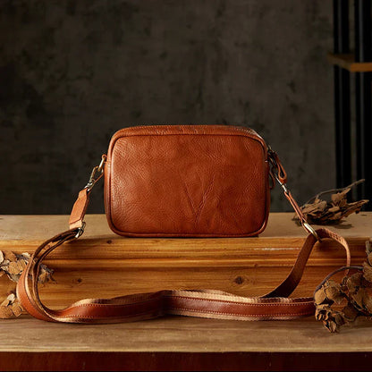 Milo Retro Genuine Leather Crossbody Sling Bag – Timeless Compact Shoulder Bag for Everyday Use