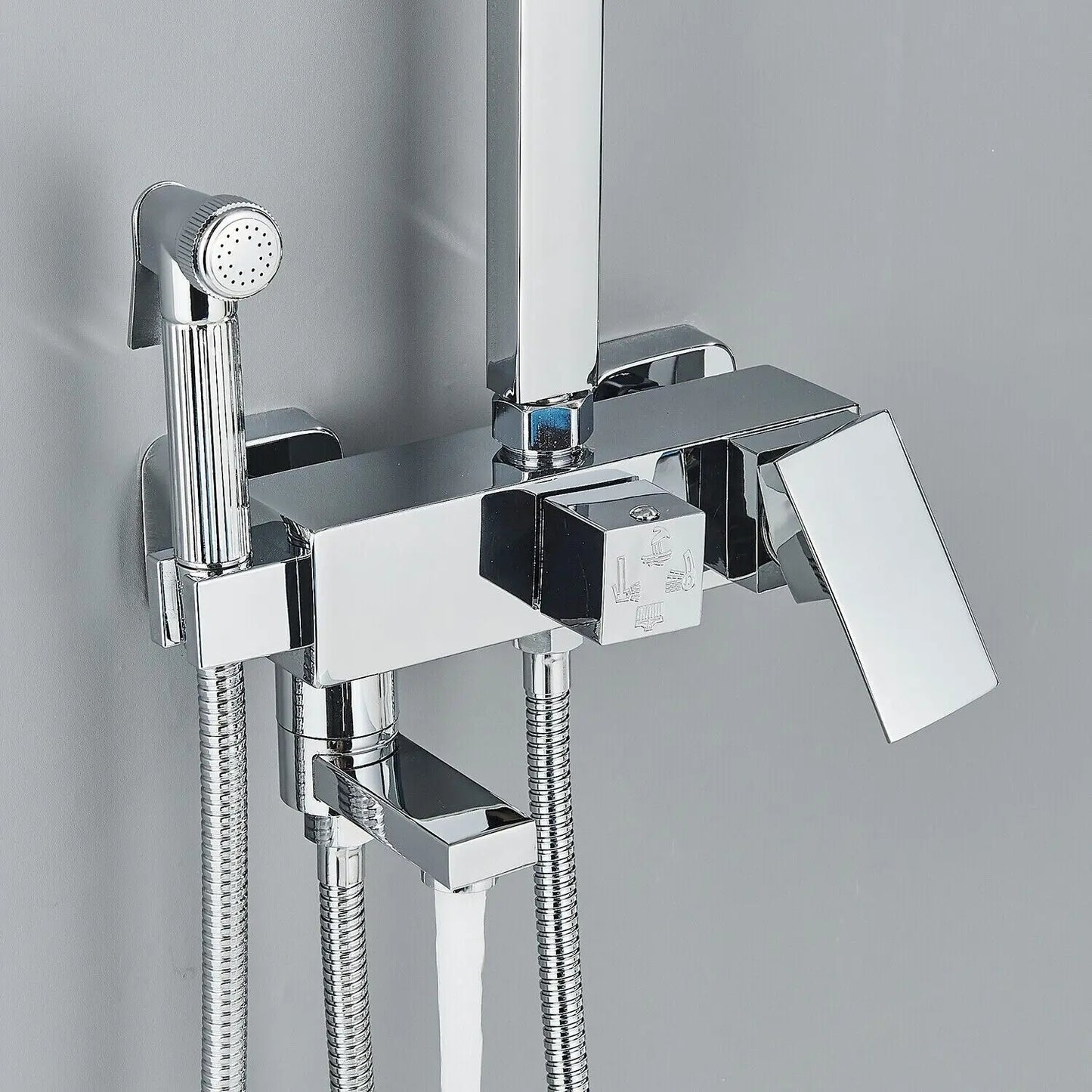 HydraLux Brass Rain Shower Set – 4-in-1 Adjustable Mixer with Luxury Chrome Finish