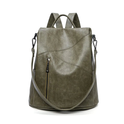 Morino Women’s Leather Backpack – Patchwork Anti-Theft Travel Bag | Genuine Cowhide 31x32x15cm