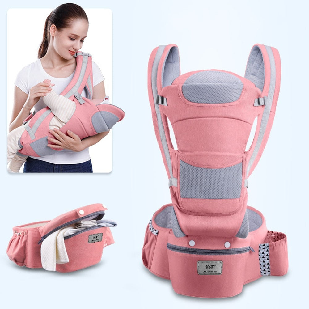 3-in-1 Ergonomic Baby Carrier with Storage Pouch – Soft Cotton Newborn to Toddler Carrier