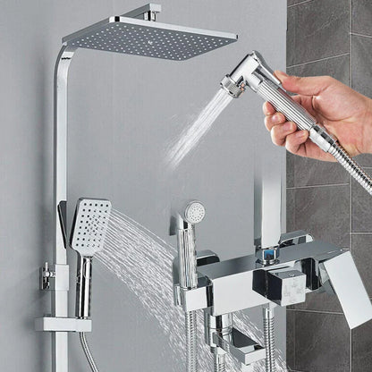 HydraLux Brass Rain Shower Set – 4-in-1 Adjustable Mixer with Luxury Chrome Finish