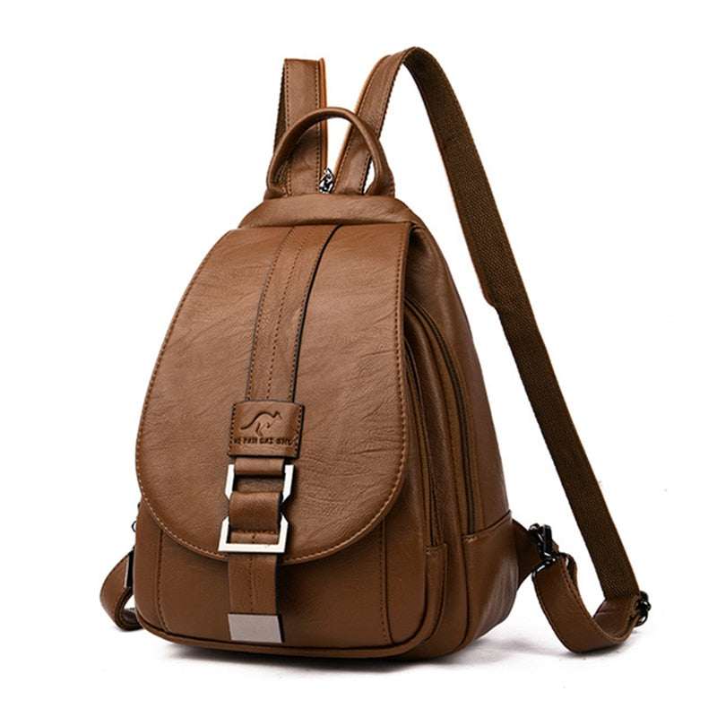 Marzen Anti-Theft Women’s Leather Backpack – Genuine Sheepskin Softback Bag with Secure Back Zipper