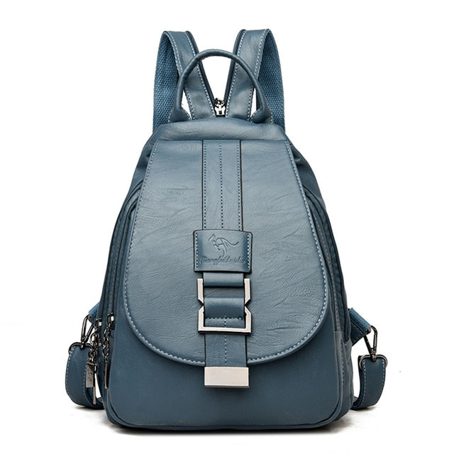 Marzen Anti-Theft Women’s Leather Backpack – Genuine Sheepskin Softback Bag with Secure Back Zipper