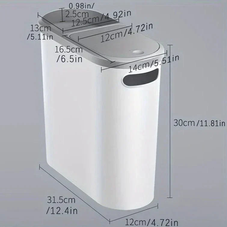 10L Large Capacity Silent Plastic Bathroom Bin | Space-Saving Design, Stylish Household Waste Bin
