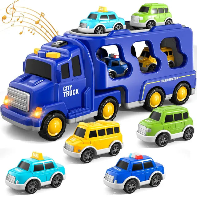 Double-Decker Toy Truck with Mini Cars & Music
