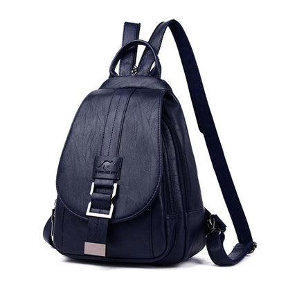 Marzen Anti-Theft Women’s Leather Backpack – Genuine Sheepskin Softback Bag with Secure Back Zipper