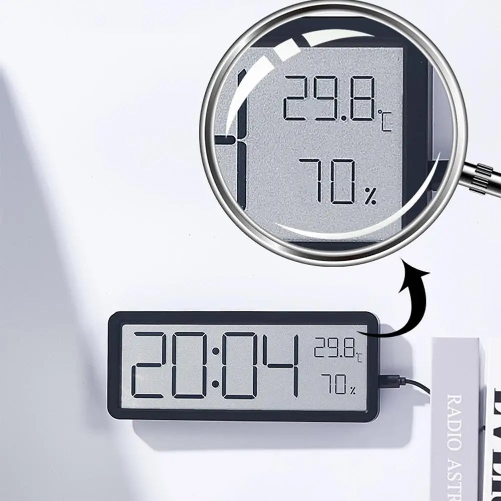 TimeVibe Large LED Digital Wall Clock with Temperature & Humidity Display