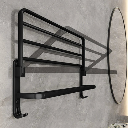 EasyTowel Foldable Towel Rack – Space-Saving & Stylish Black Wall-Mounted Bathroom Rack