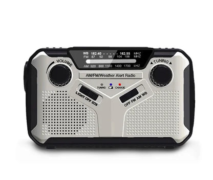 SafeSignal – Portable Emergency Radio with Flashlight & Power Bank | Solar, Crank & USB Charging