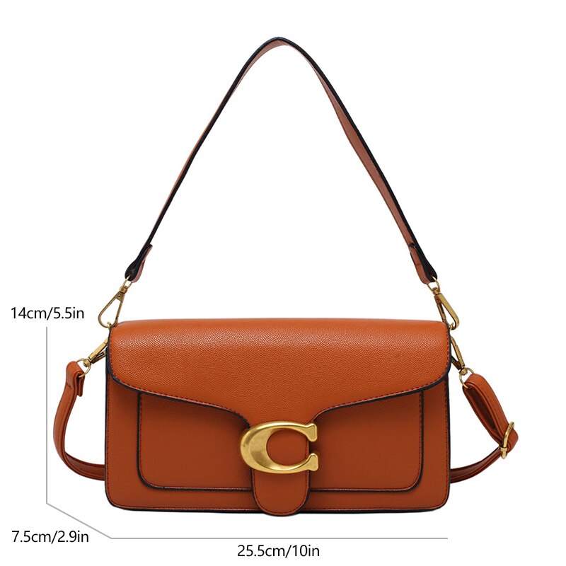 Luxury Stylish Vegan Leather Handbag – Gold & Brown Detail | Elegant Everyday Shoulder Bag