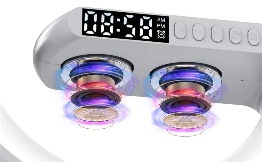 4-in-1 Smart Alarm Clock Mood Light Bluetooth Speaker Wireless Charger
