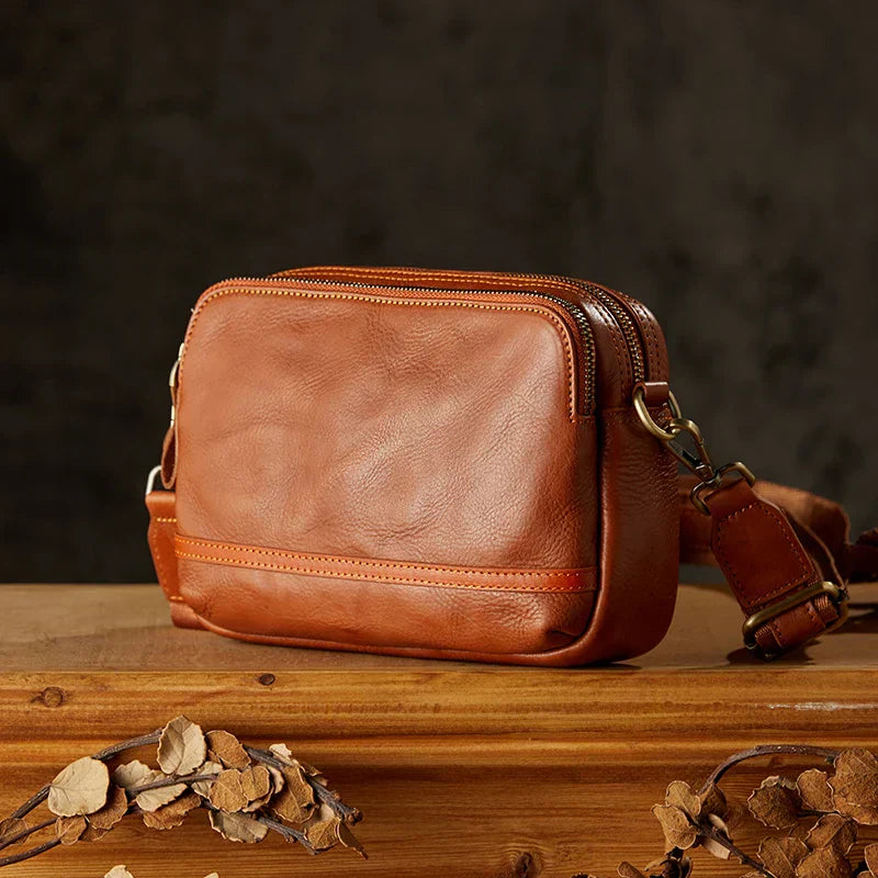 Milo Retro Genuine Leather Crossbody Sling Bag – Timeless Compact Shoulder Bag for Everyday Use