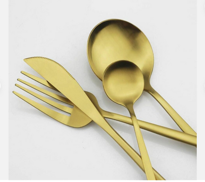 Minimalist Flatware Set – 20-Piece Titanium-Coated Stainless Steel Cutlery | Modern Matte Finish for Elegant Dining