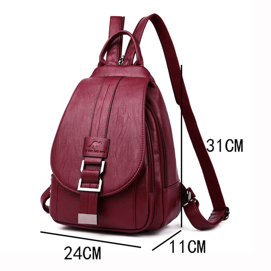Marzen Anti-Theft Women’s Leather Backpack – Genuine Sheepskin Softback Bag with Secure Back Zipper