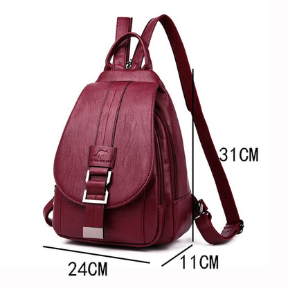 Marzen Anti-Theft Women’s Leather Backpack – Genuine Sheepskin Softback Bag with Secure Back Zipper