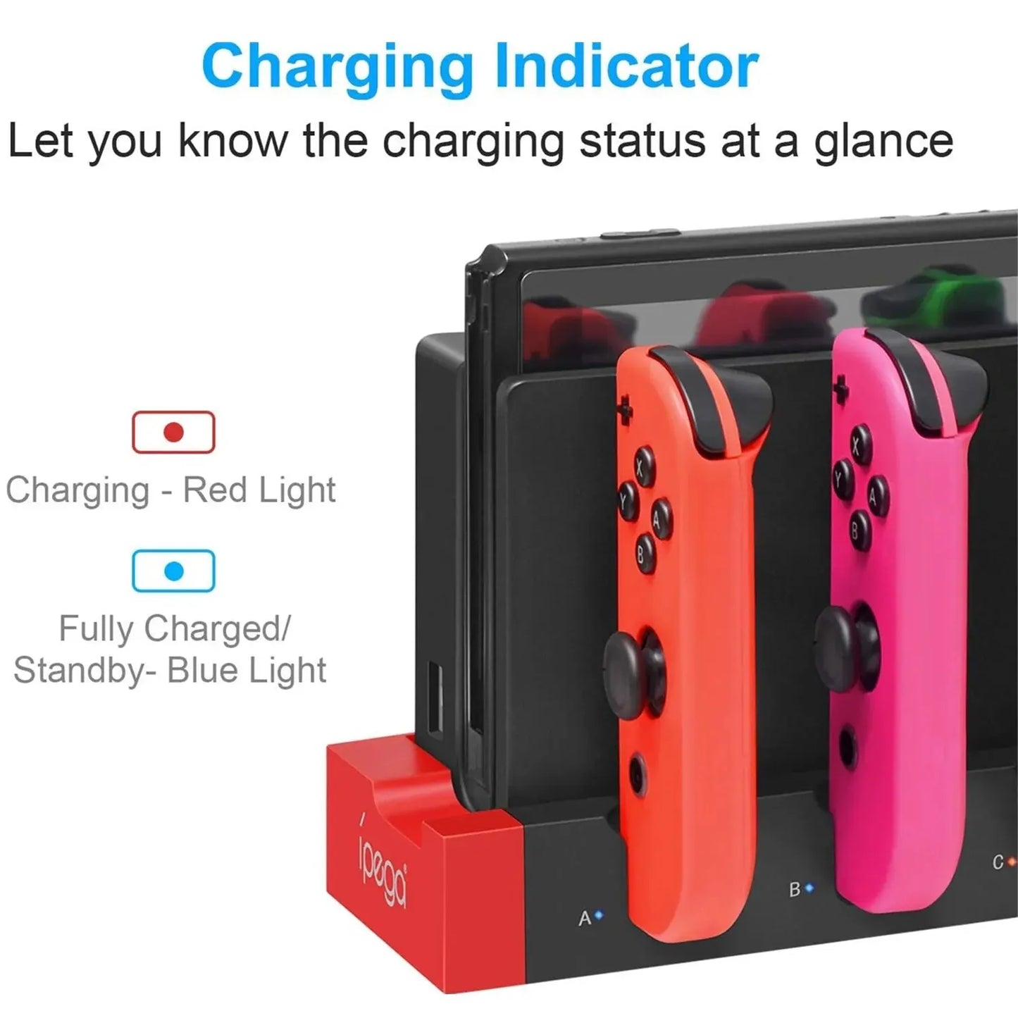 Joy-Con Charging Dock – Charges up to 4 Controllers | Compatible with Nintendo Switch & OLED Models