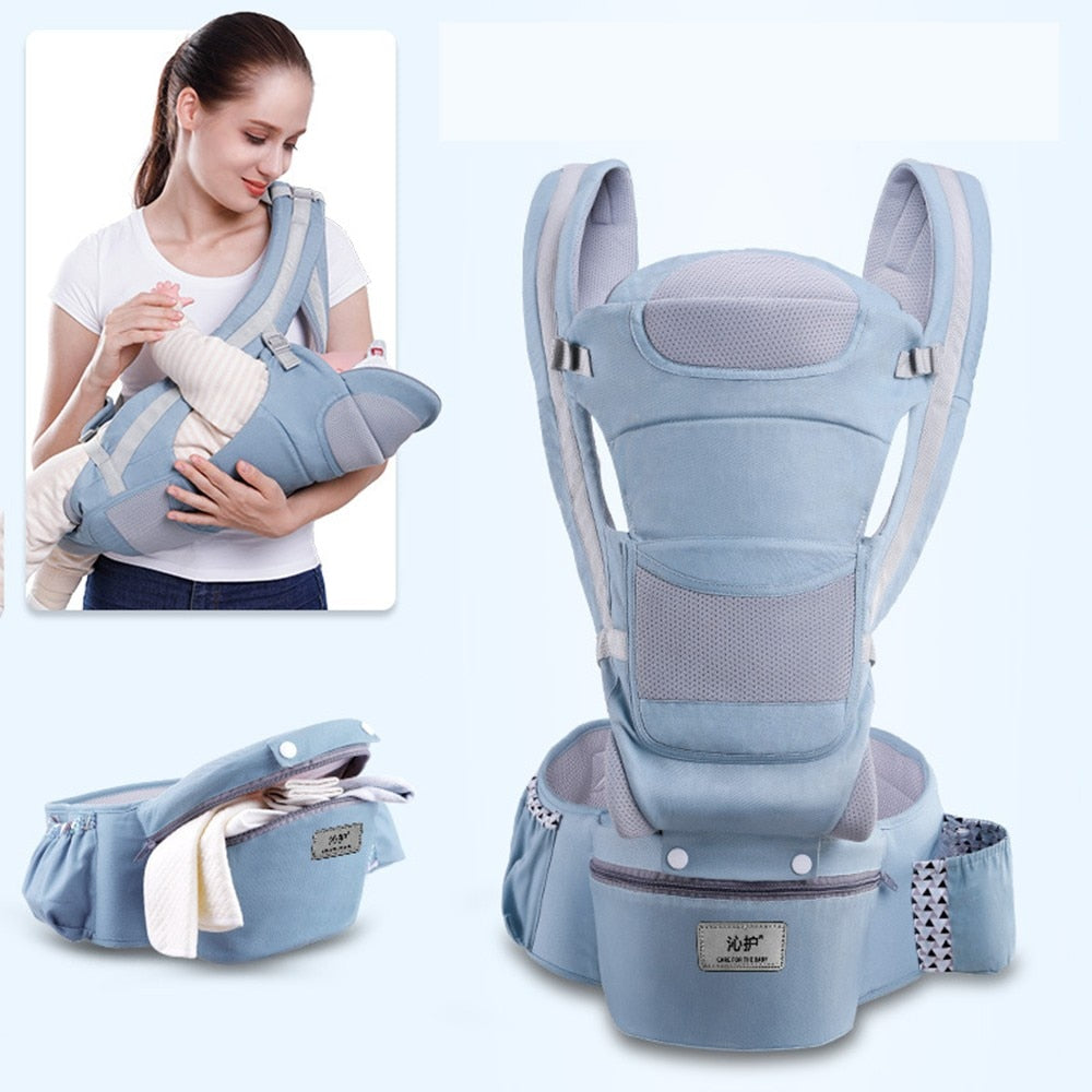 3-in-1 Ergonomic Baby Carrier with Storage Pouch – Soft Cotton Newborn to Toddler Carrier
