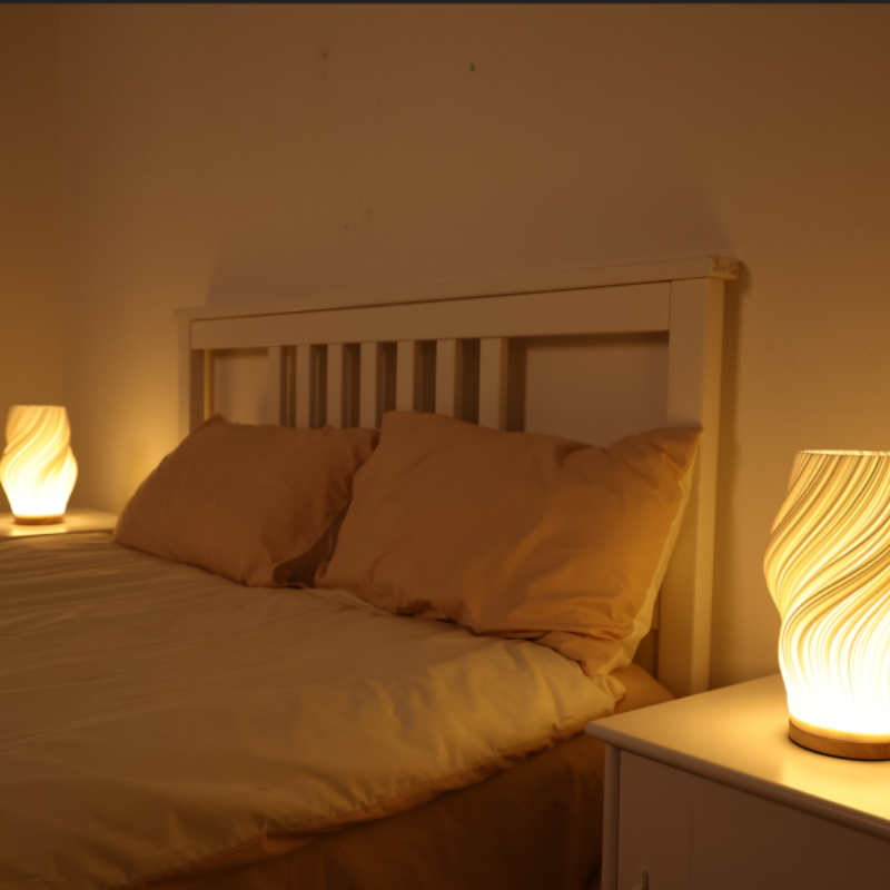 LunaSwirl | Luxury Modern Swirl LED Table Lamp – Elegant Ambient Lighting