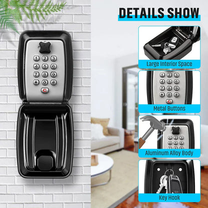 Waterproof Wall-Mounted Key Safe Box – Outdoor Lockable Key Storage with Combination Code