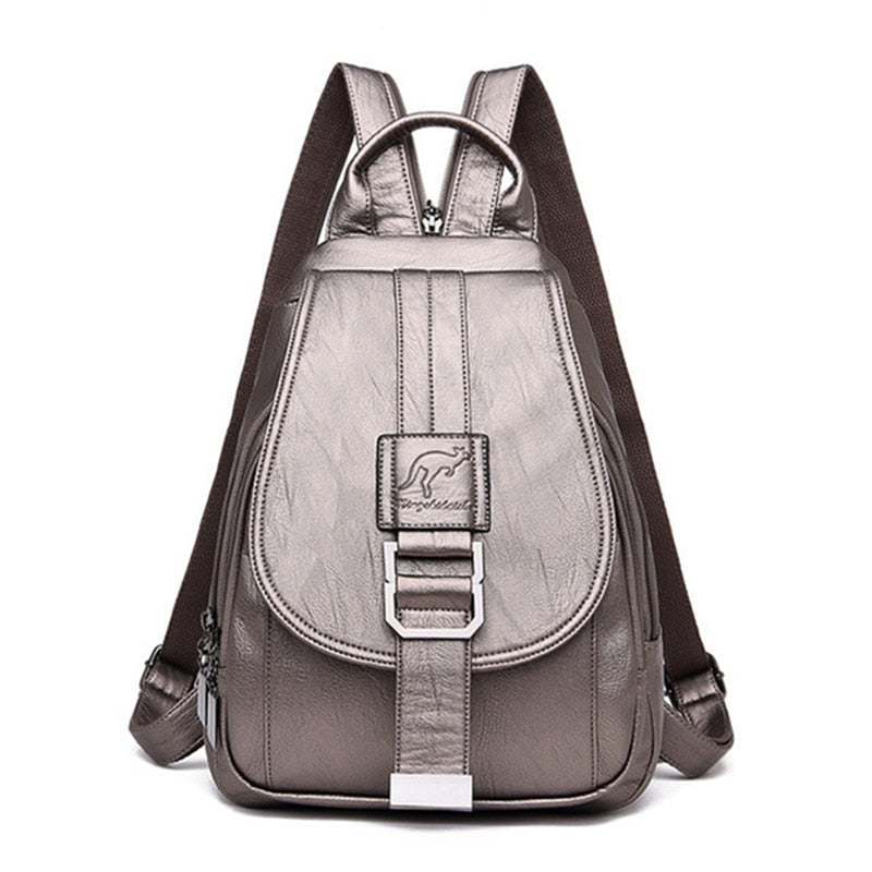Marzen Anti-Theft Women’s Leather Backpack – Genuine Sheepskin Softback Bag with Secure Back Zipper