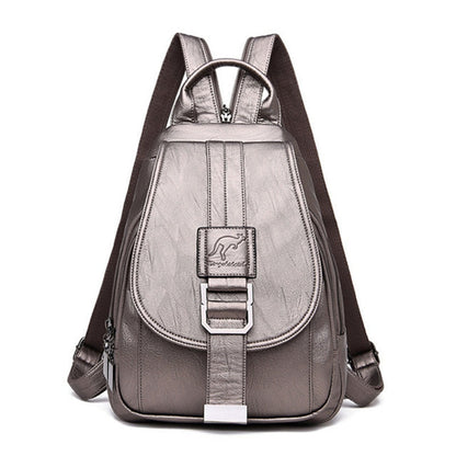 Marzen Anti-Theft Women’s Leather Backpack – Genuine Sheepskin Softback Bag with Secure Back Zipper