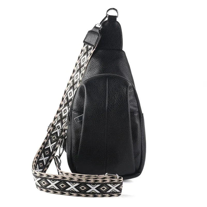 Lily Geometric Strap Leather Crossbody Sling Bag – Stylish Compact Shoulder Bag for Women